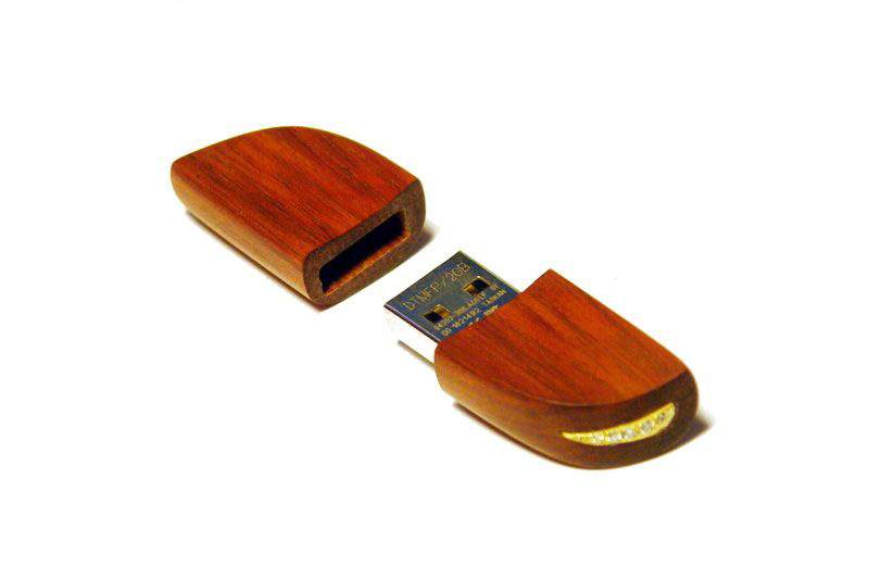 MJ - USB Flash Drive Red Wood (Mahogany) Decorated Pure Gold & Diamonds