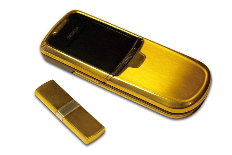 MJ - Nokia 8800 Gold Private Edition with Gold USB Flash Drive. Fancy Box from Python Leather 