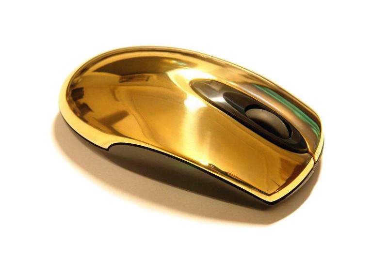 MJ - Gold Mouse - Only Full 24 Carat Gold 999. Box from Ivory & Crocodile Leather