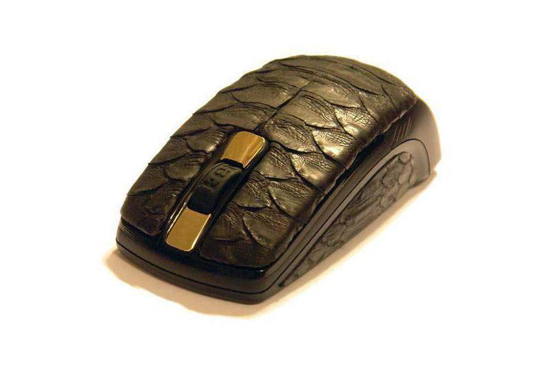 MJ - VIP Gold Mouse Genuine Leather - Python Skin & Gold Finger Plate - V.I.P. Fancy Box from Fur Sable 