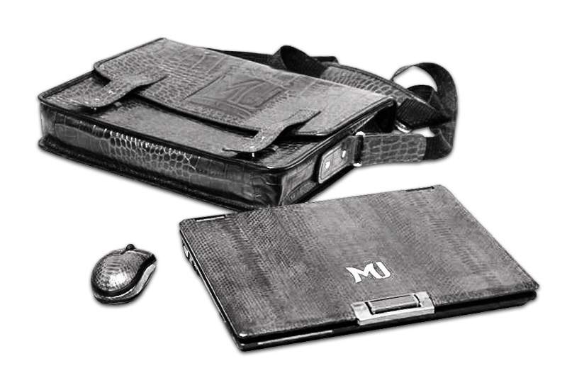 MJ - Unique Laptop & Mouse from Carbon, Titan & Leather Snake & Crocodile. Bonus Luxury Bag